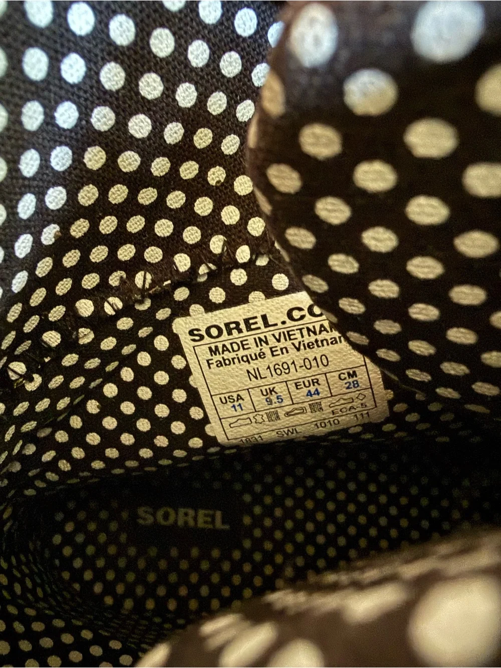 SOREL Tivoli Metallic Black Waterproof Rain Duck Boots Polka Dot Lining Size 11